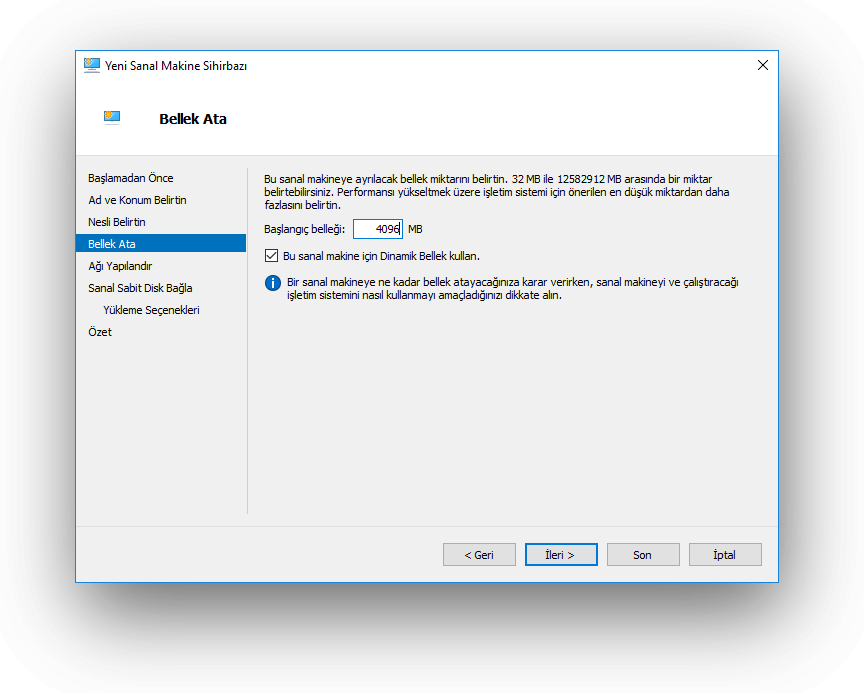 parrotos-hyper-v-bellek-secimi