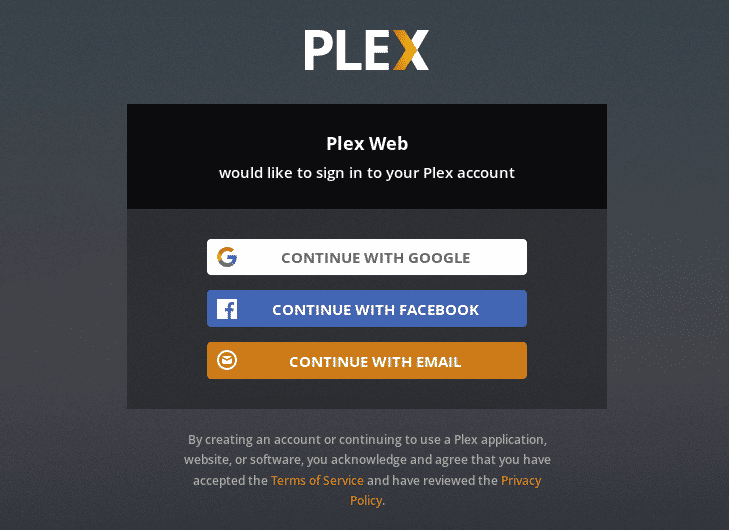 plex media server giris gorsel