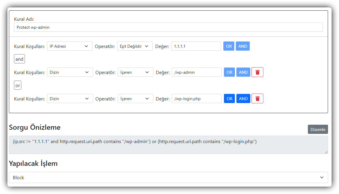 Netinternet WAF(HEIMWALL) İncelemesi, CloudFlare Entegrasyonu ve Wordpress Ayarları 18 netinternet waf wordpress admin alanı nasıl korunur, protect wp-admin wordpress netinternet waf, netinternet waf güvenlik duvarıa yarları