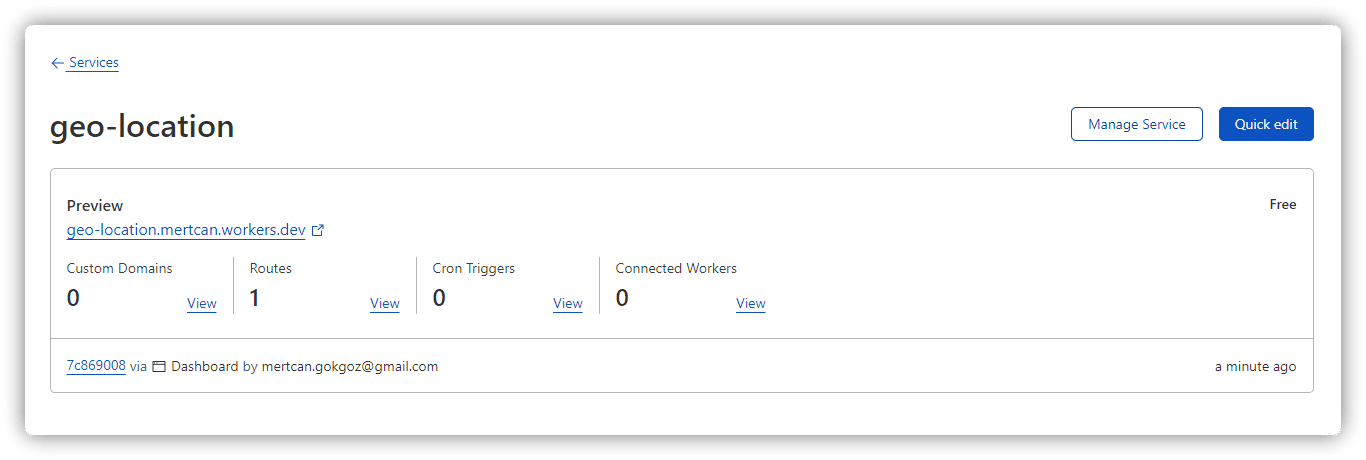 cloudflare workers ile ip geolocation api nasıl yapılır? 3 cloudflare workers quick edit, cloudflare worker services edit, cloudflare services