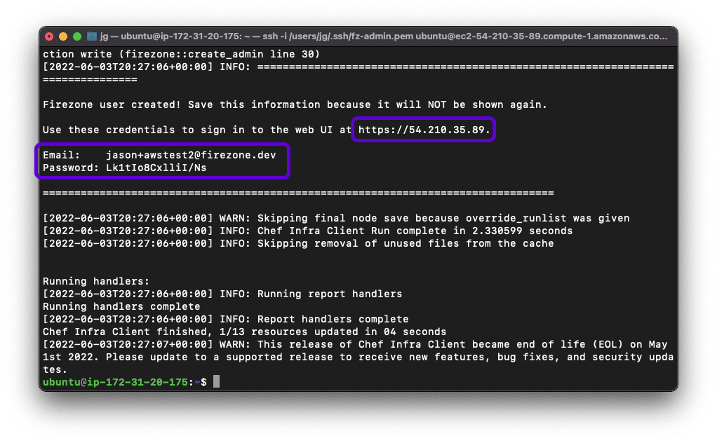 firezone ile vpn sunucusu nasıl kurulur? 3 firezone ilk giriş, firezone admin bilgileri